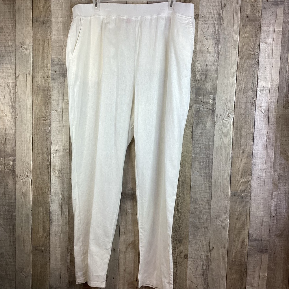 Woman Within Size 28 Tall Linen/Rayon Blend Pull On with Front & Back Waistband